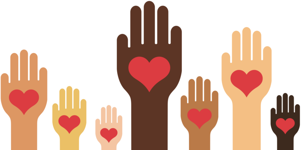 hand palms with heart symbol illustration displaying solidarity statement